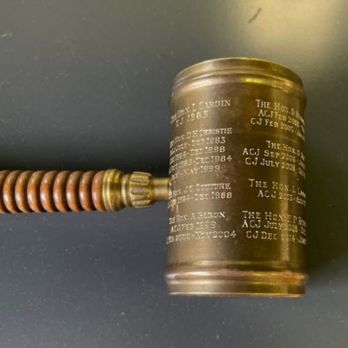 Supreme Court of Canada Gavel displaying names of Justices.